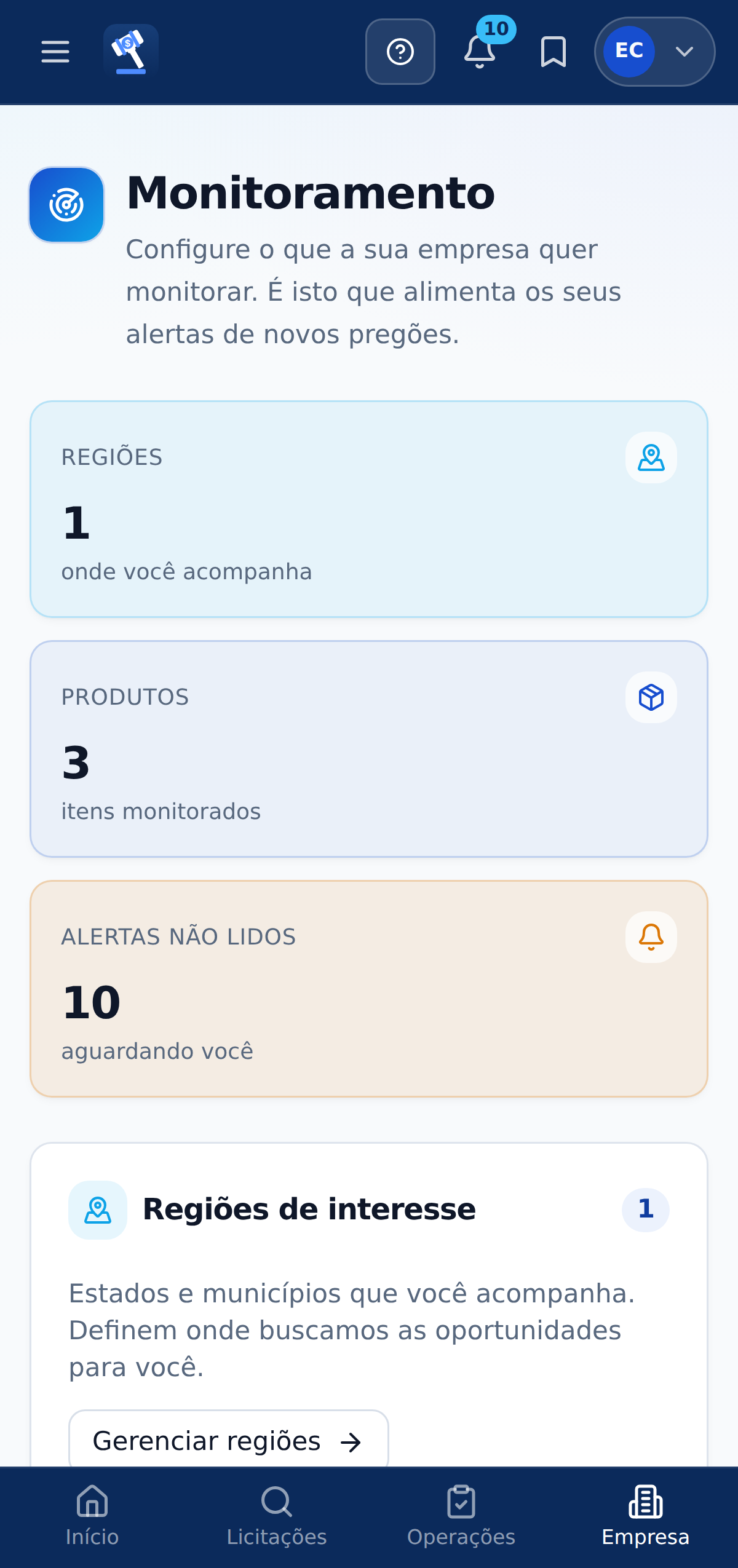 Monitoramento no celular