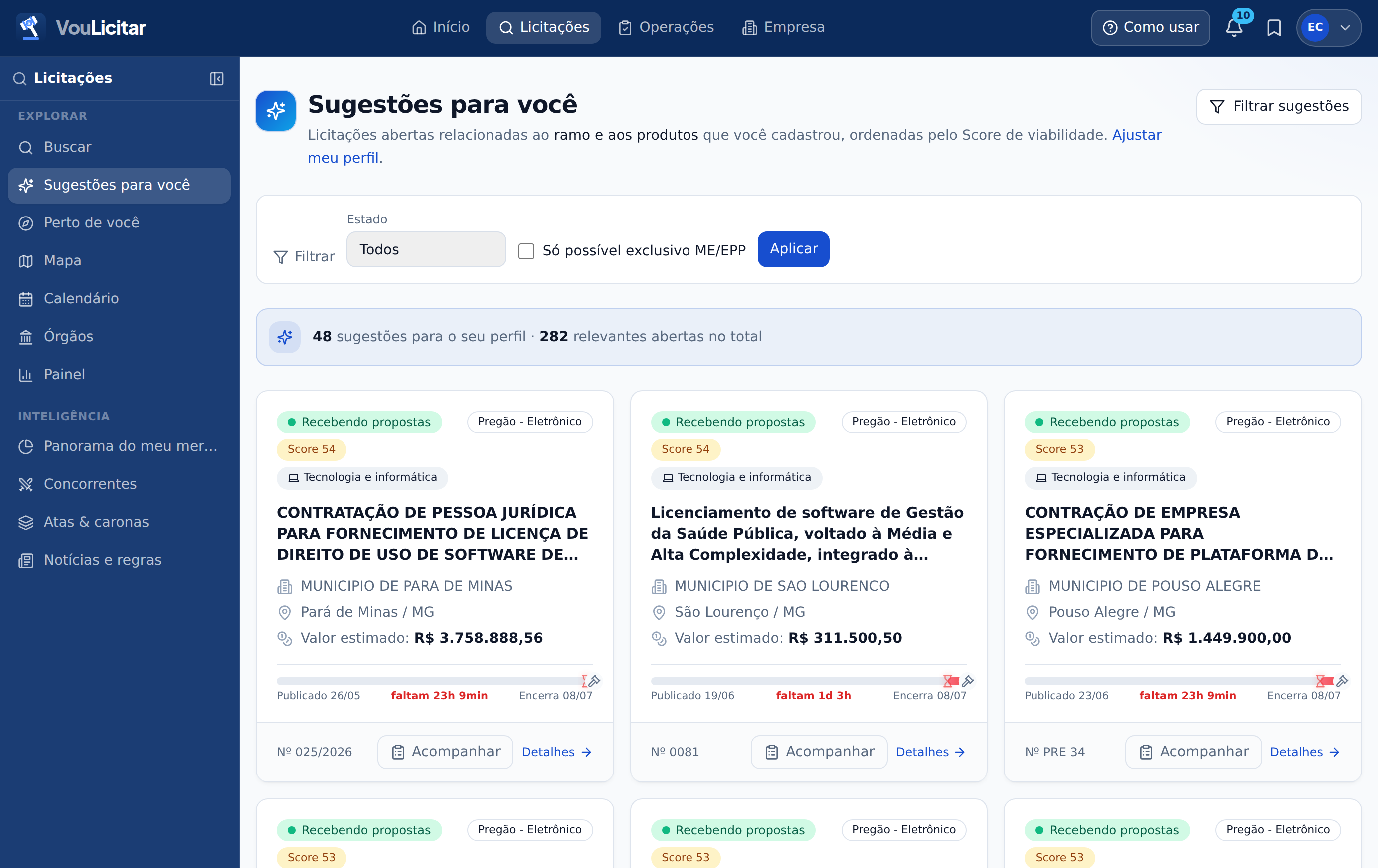 Sugestões para você na versão web
